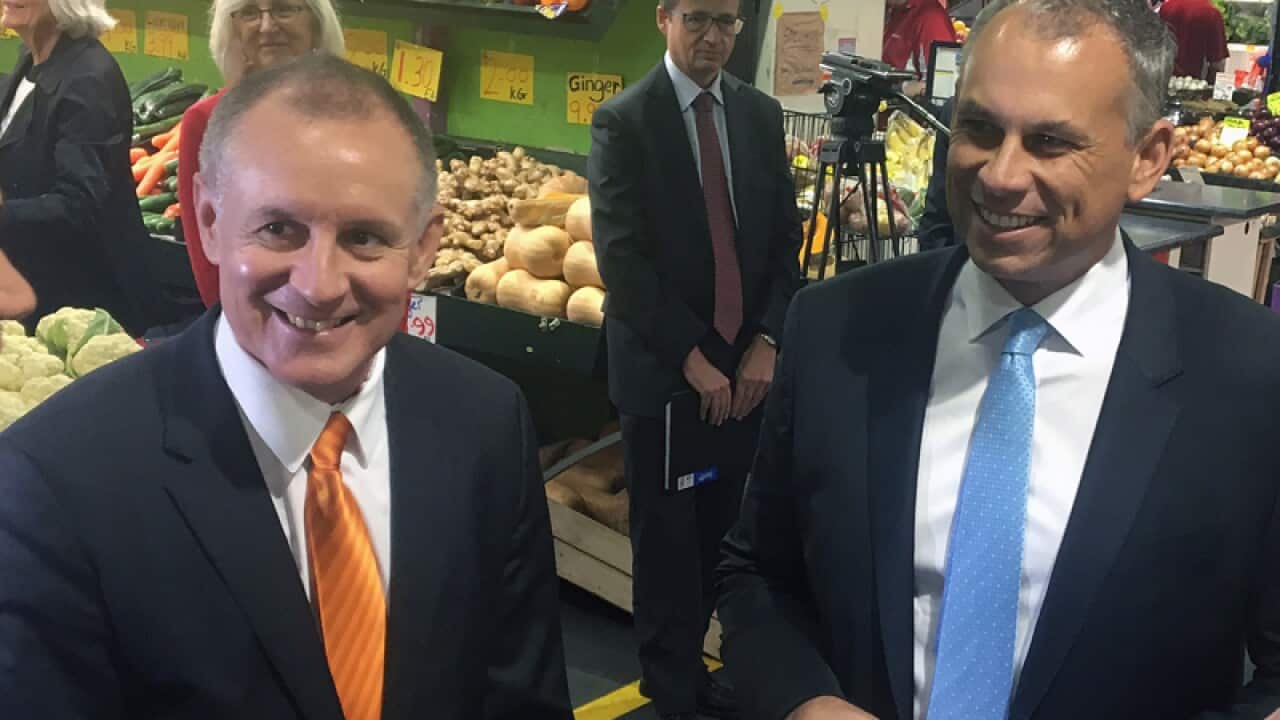 SA Premier Jay Weatherill (left) and NT Chief Minister Adam Giles
