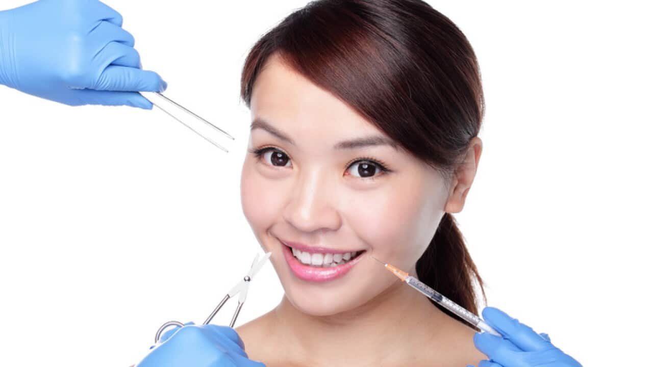 cosmetic injection to the pretty woman face