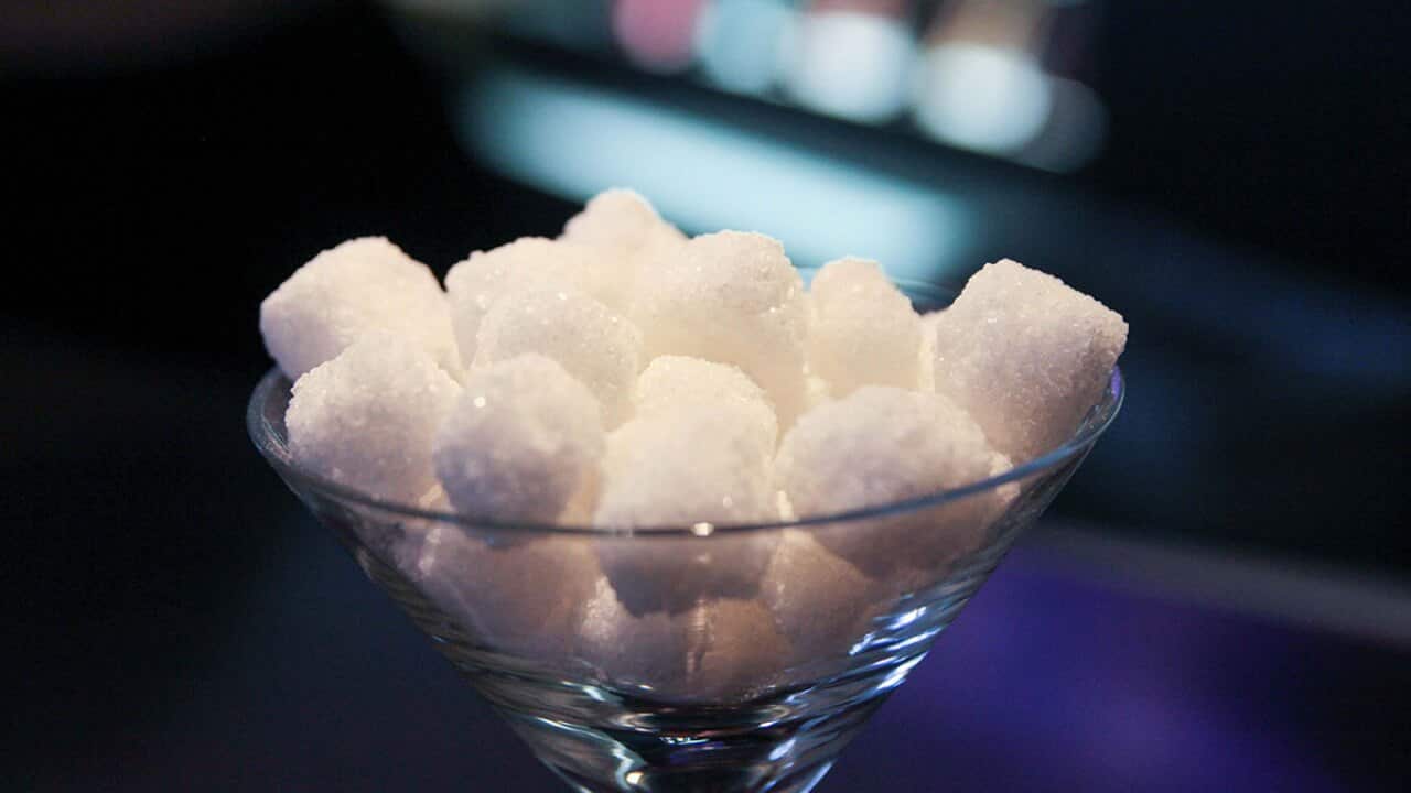Sugar cubes in martini glass