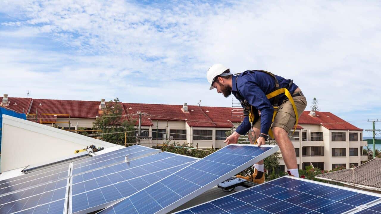 solar panel installation on the roof