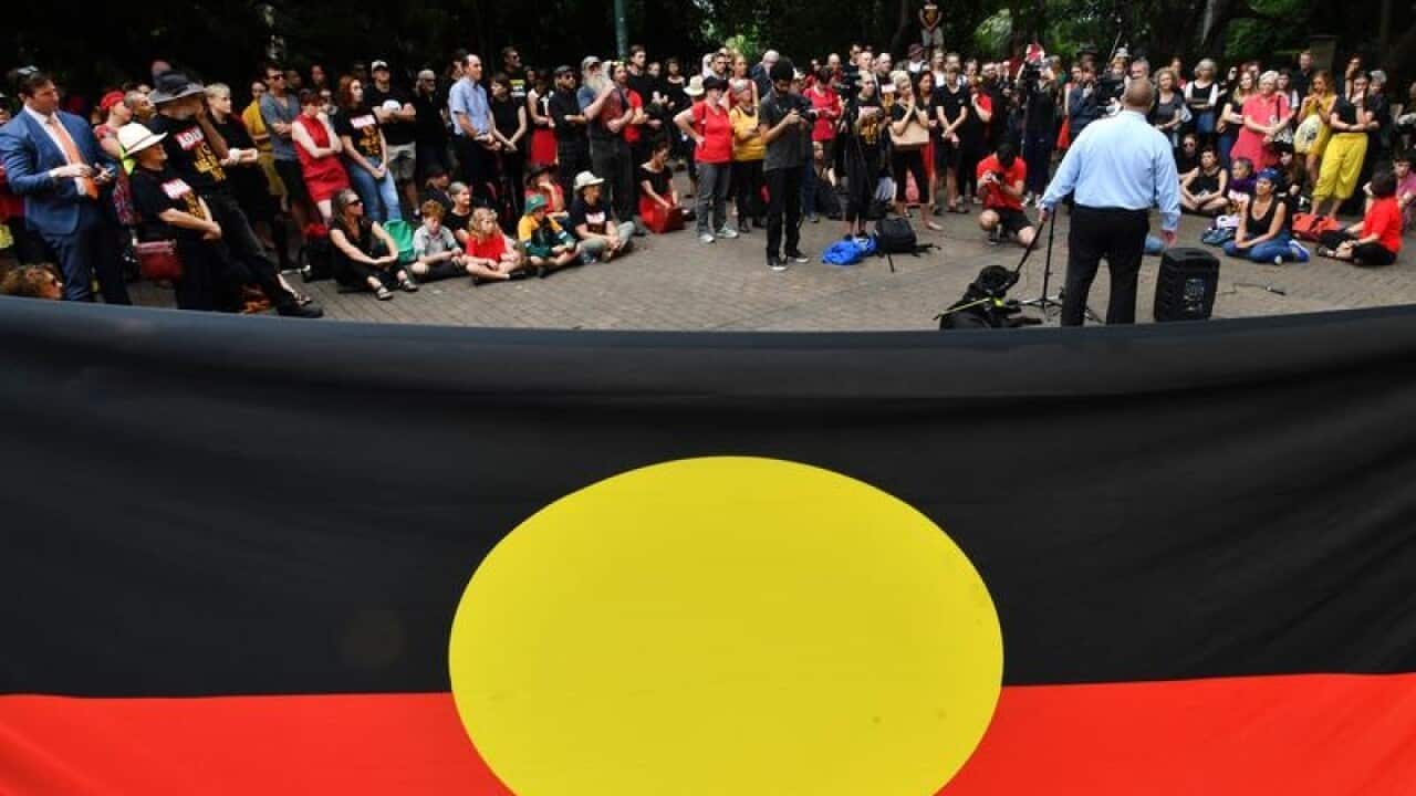 Wangan and Jagalingou traditional owners and supporters (file image)
