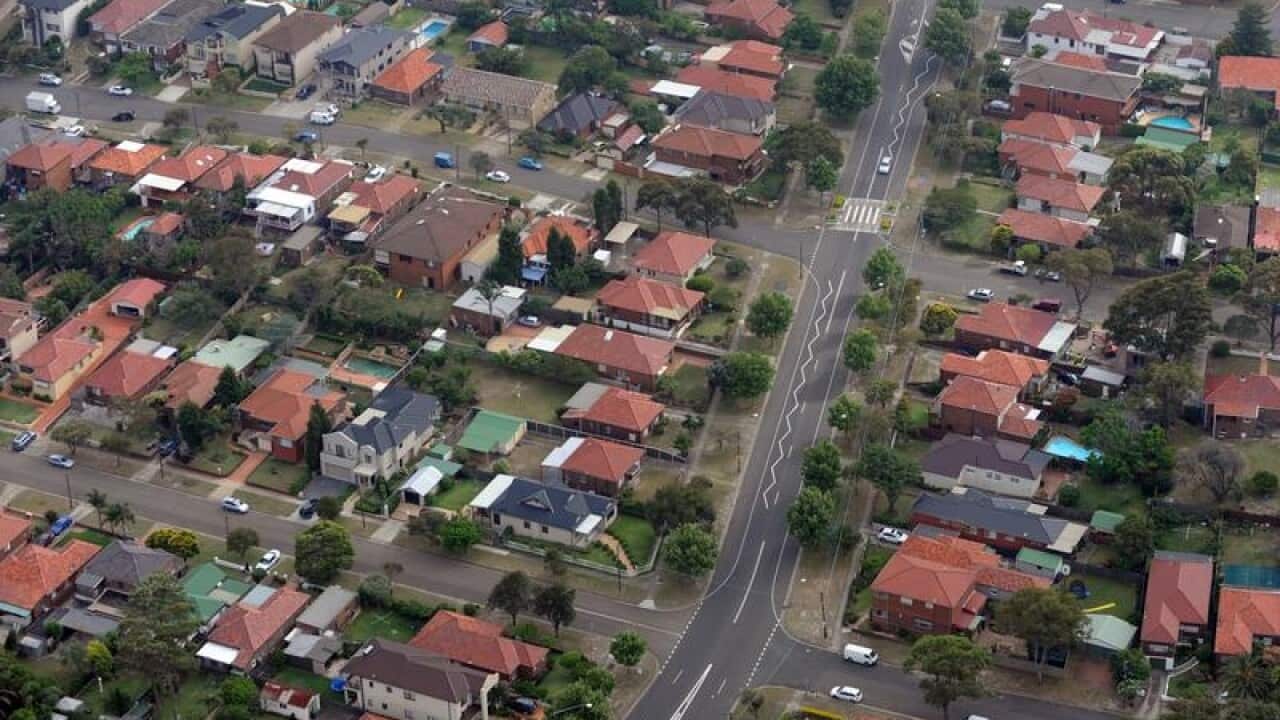 Aerial view of houses
