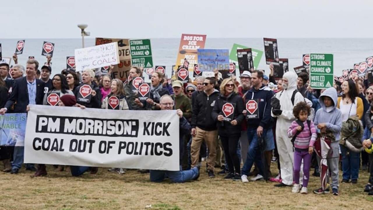 More than 500 people have protested the government's climate change policies in Sydney's south.