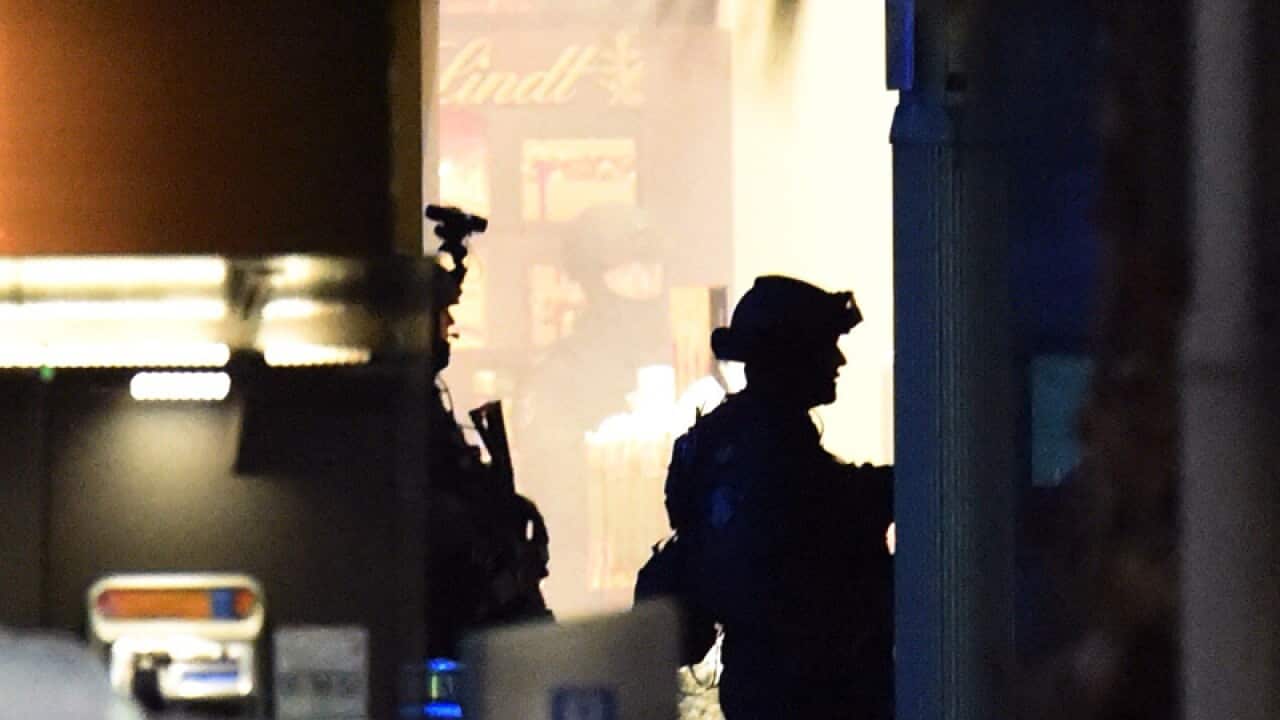 Police officers at the Lindt Cafe in Sydney