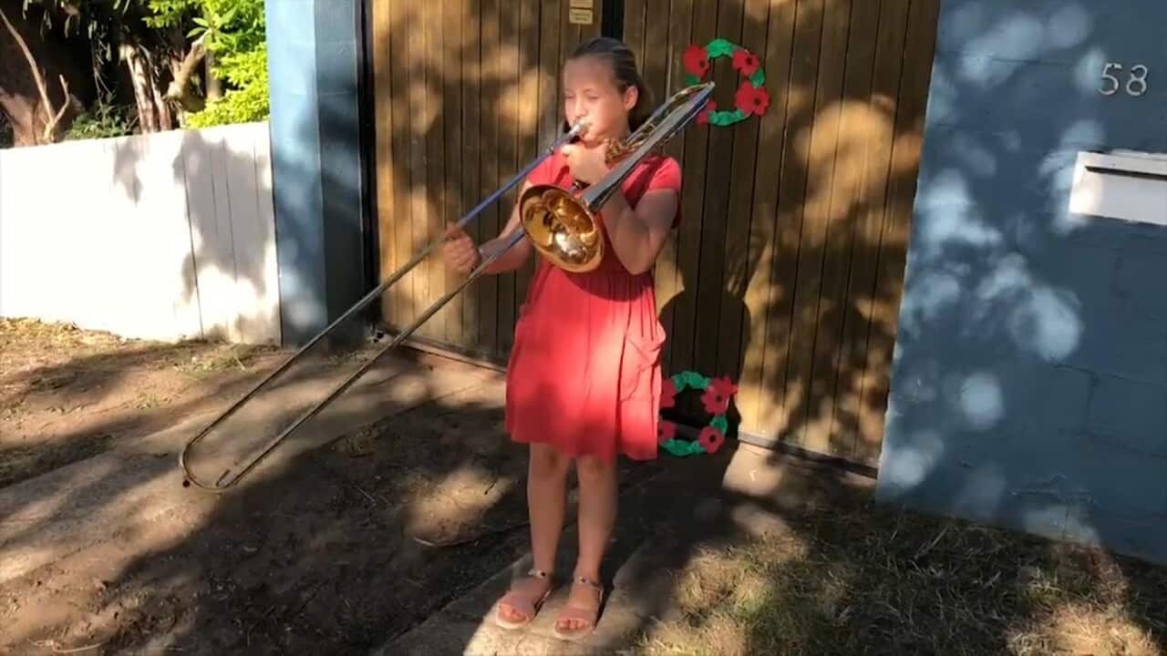 Lilly practising the Last Post