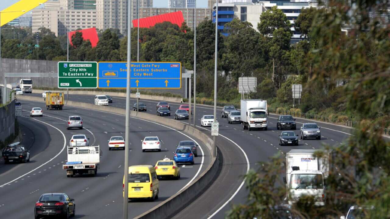 Traffic on a freeway in Melbourne