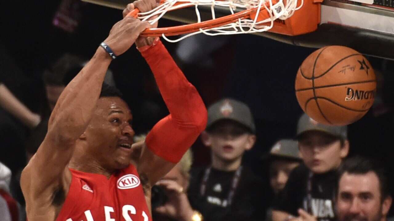 West Team member Russell Westbrook.