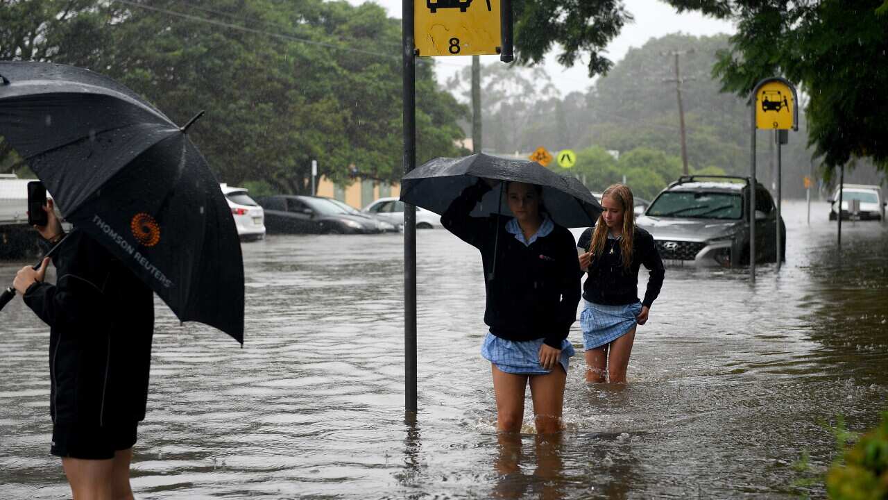 Flooding from a swollen Manly Creek