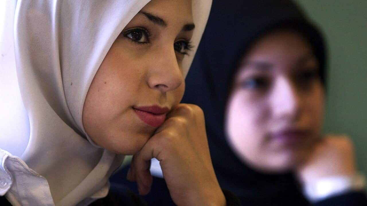 class at an all-girls Muslim school