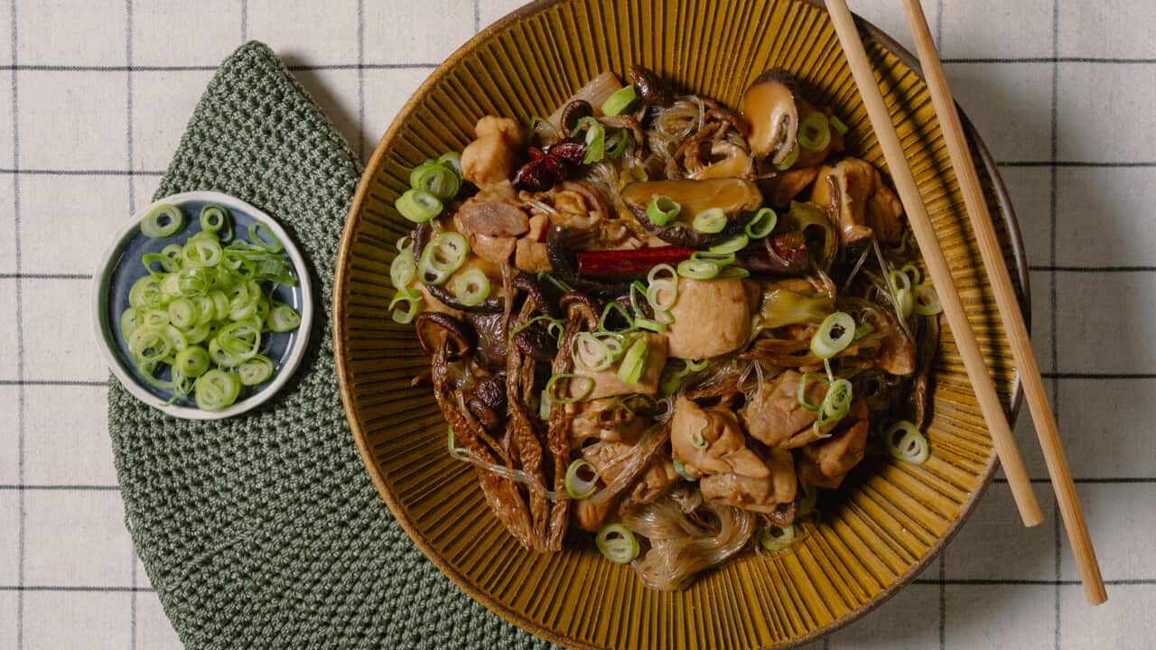 Braised chicken with Chinese mushrooms