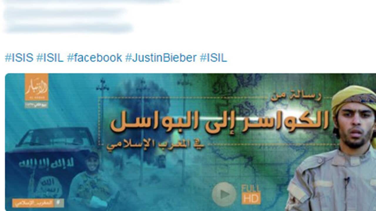 A twitter post with a Justin Bieber hashtag