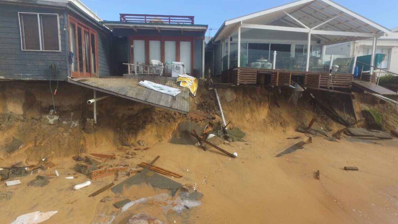 Supplied drone image of devastation caused by severe storms at Collaroy on Sydney's northern beaches on Tuesday, June 7, 2016.