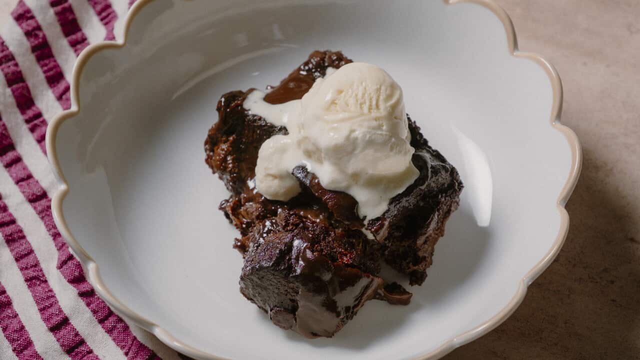 Chocolate brioche pudding
