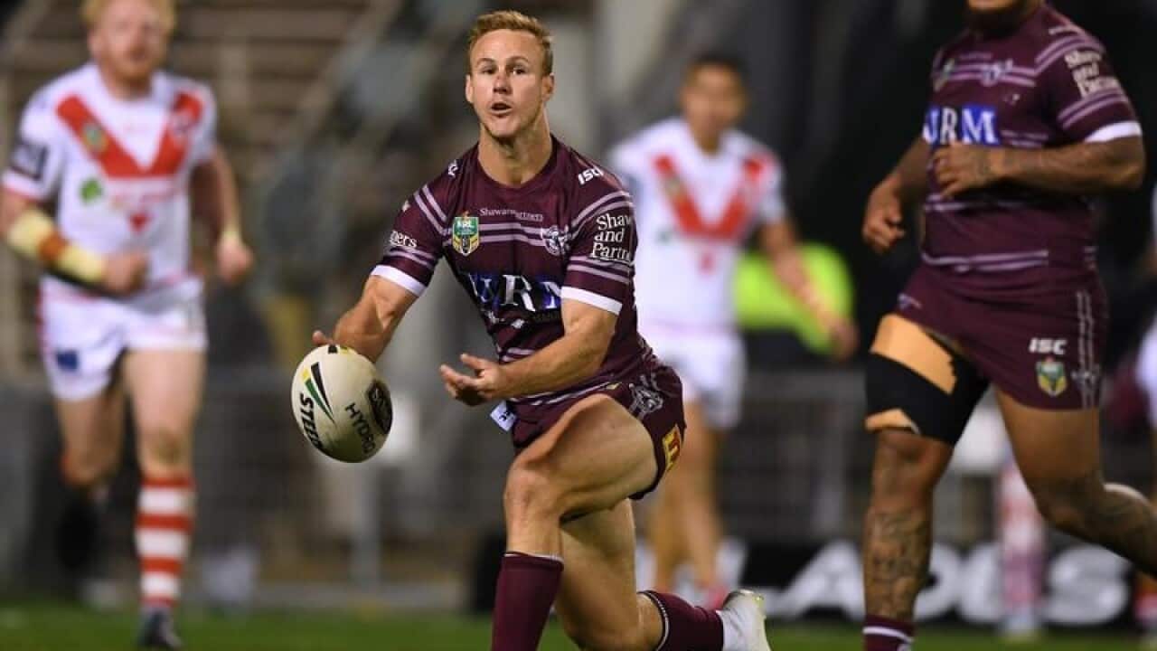 Daly Cherry-Evans of the Sea Eagles passes
