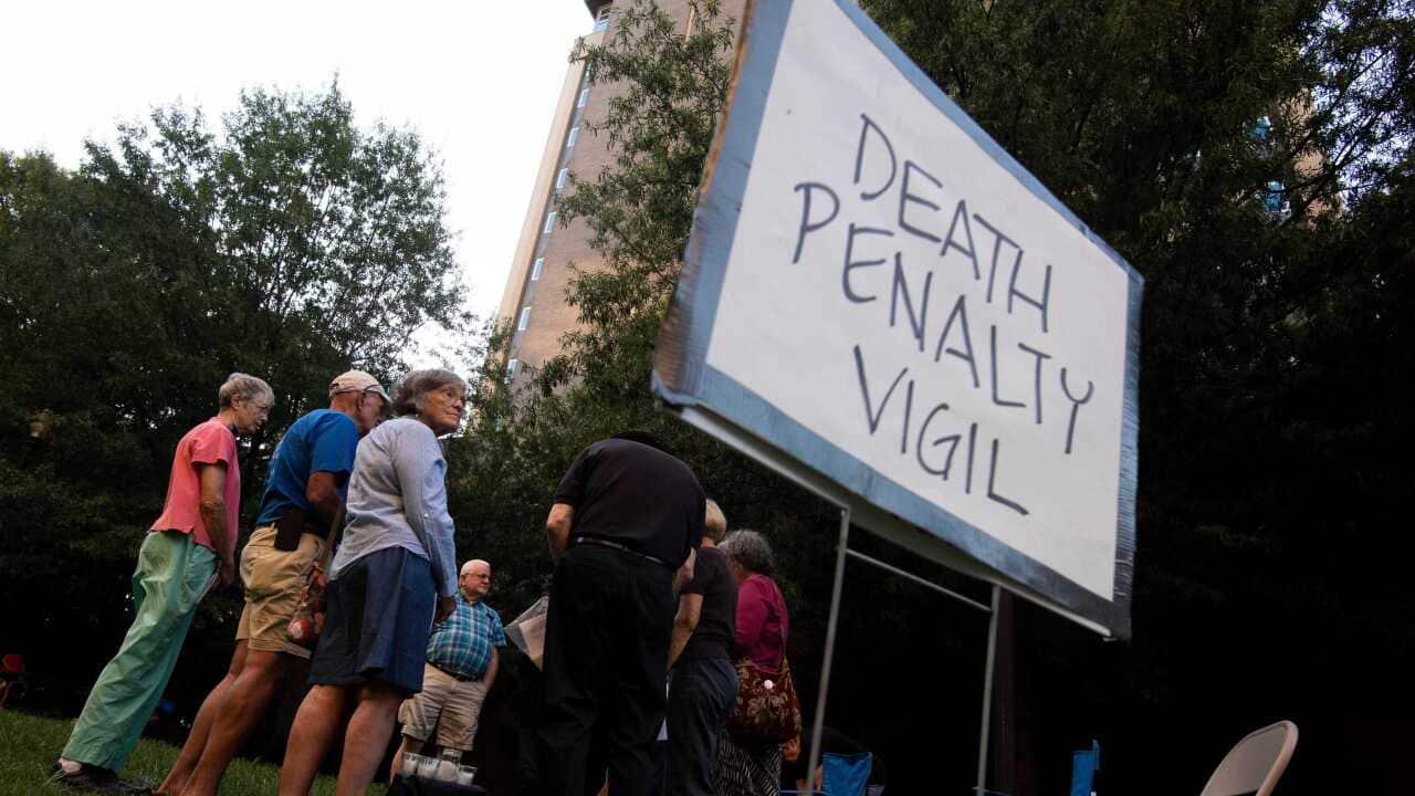 A death penalty protest in Tennessee, US on the evening of an execution last August.