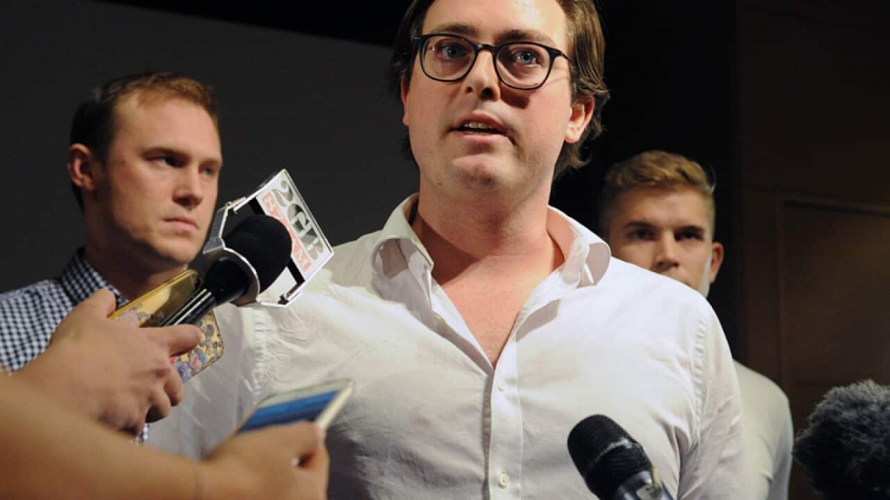 Members of the infamous Budgie Nine at Sydney Airport