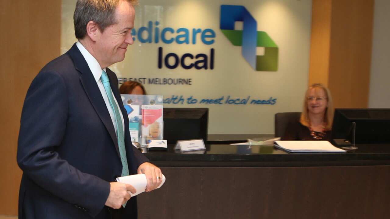 Labor leader Bill Shorten visits the Medicare Local centre in Burwood