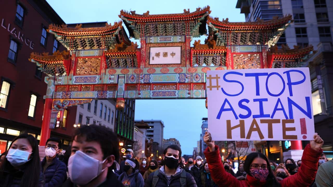 A vigil in Washington in response to the Atlanta spa shootings