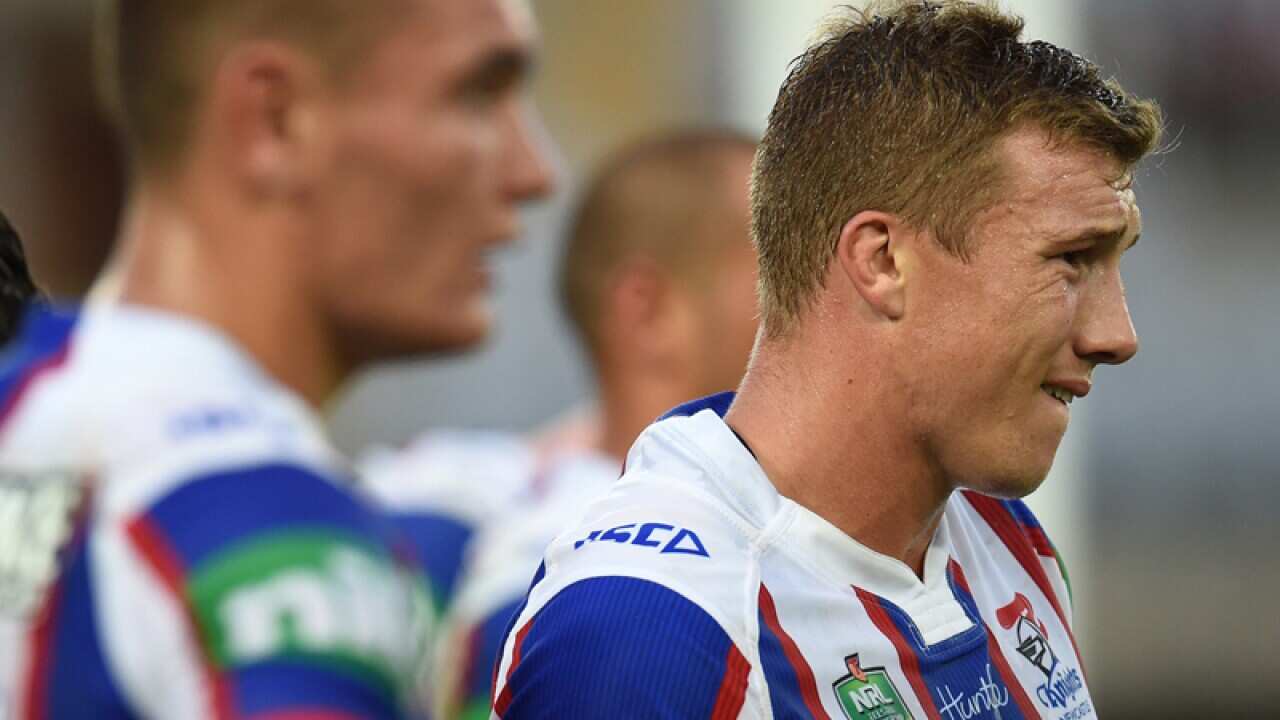 A dejected Trent Hodkinson of the Knights.