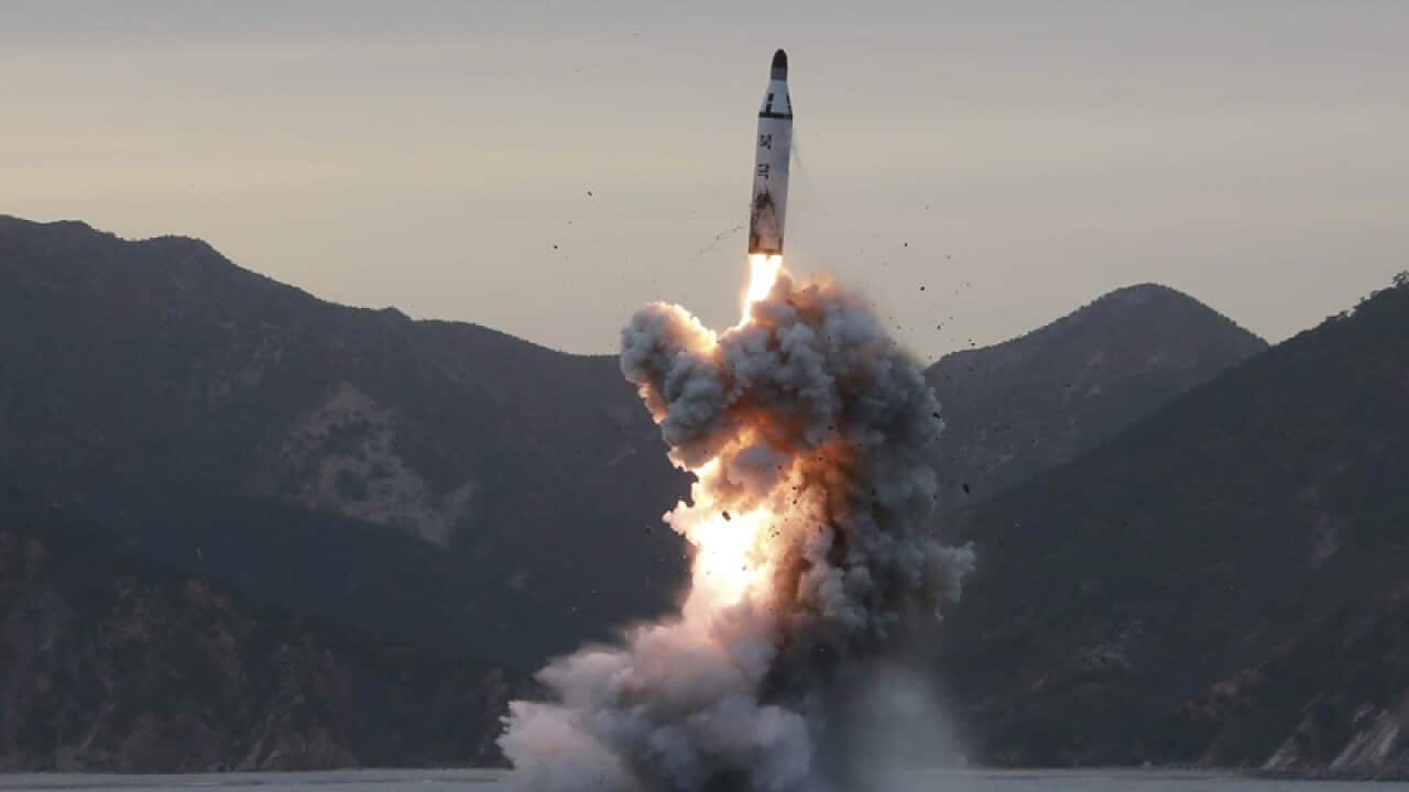 An 'underwater test-fire missile' in North Korea