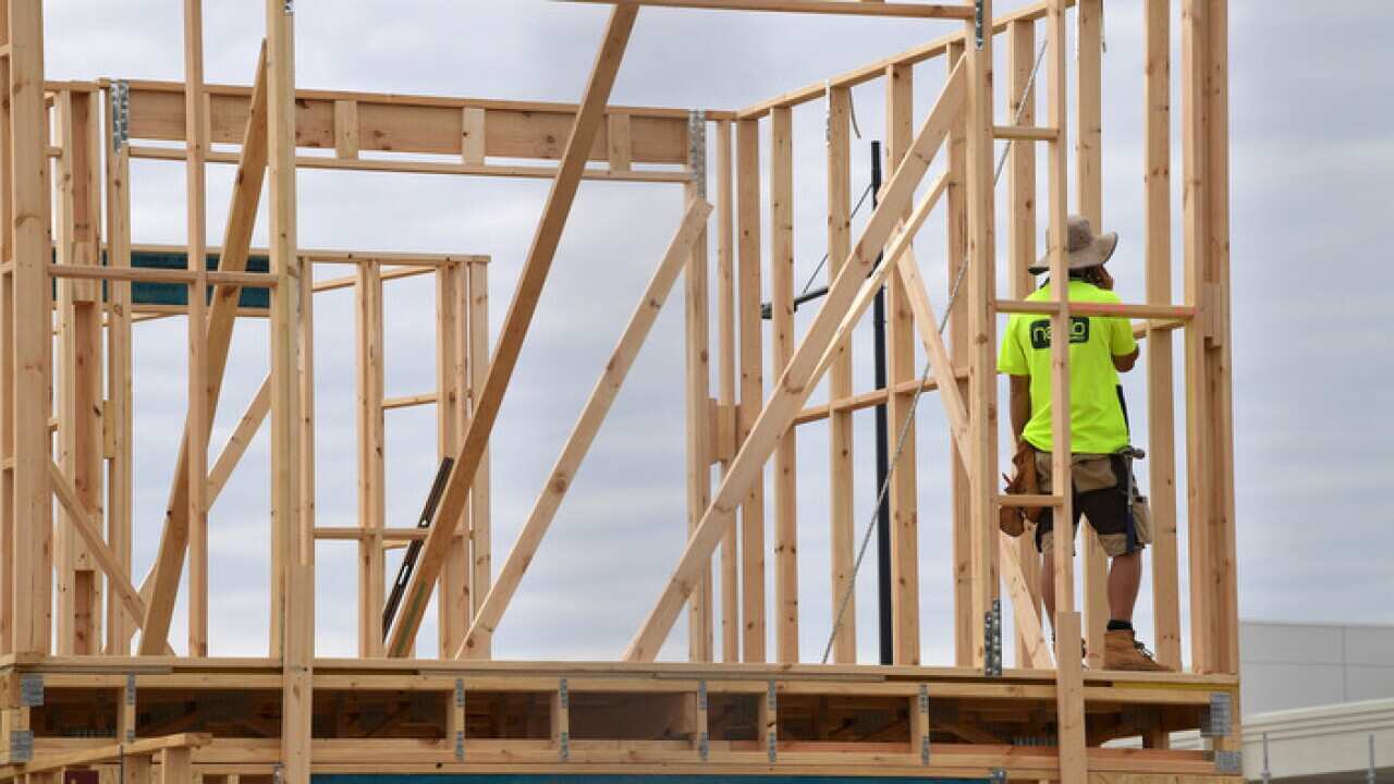Homes under construction in Adelaide's west, Wednesday, July 12, 2017. (AAP Image/David Mariuz) NO ARCHIVING