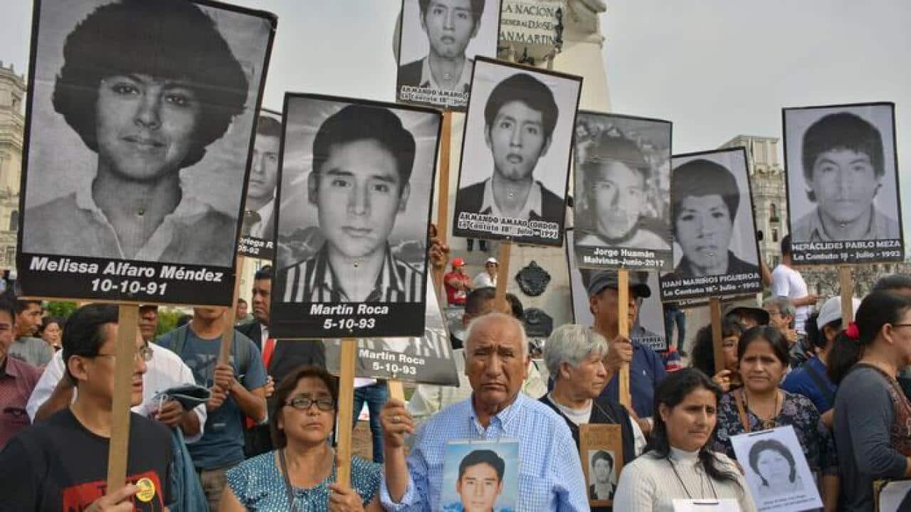 Peruvians gather in a square in Lima on Dec. 25, 2017 to protest the pardon granted to former President Alberto Fujimori.