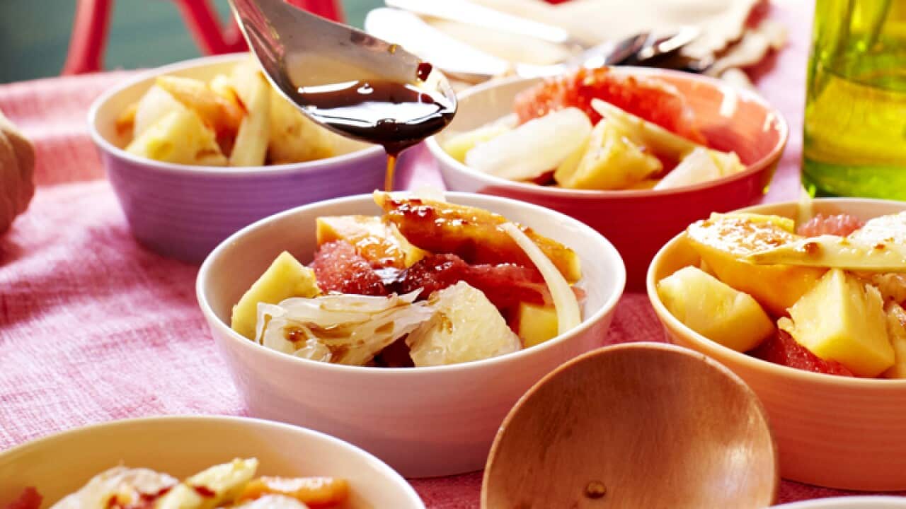 Spicy fruit salad (rujak)