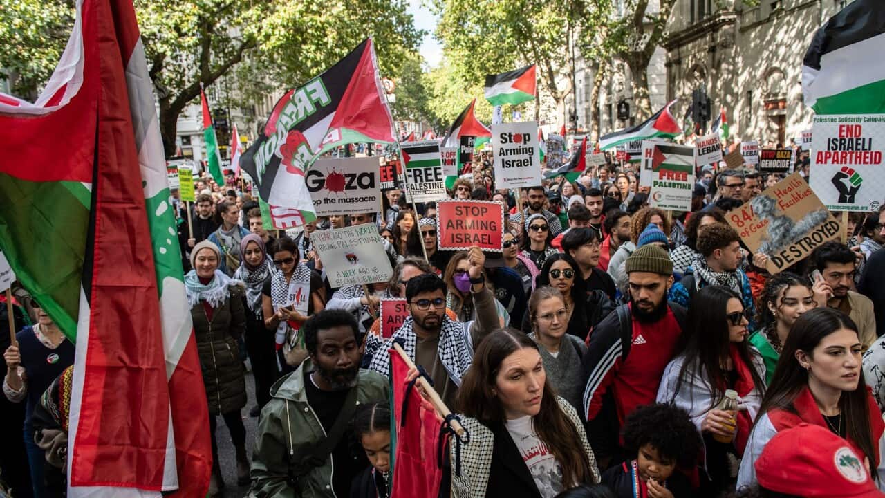 Pro-Palestinian Demonstrators In The UK Mark First Anniversary Of The War I