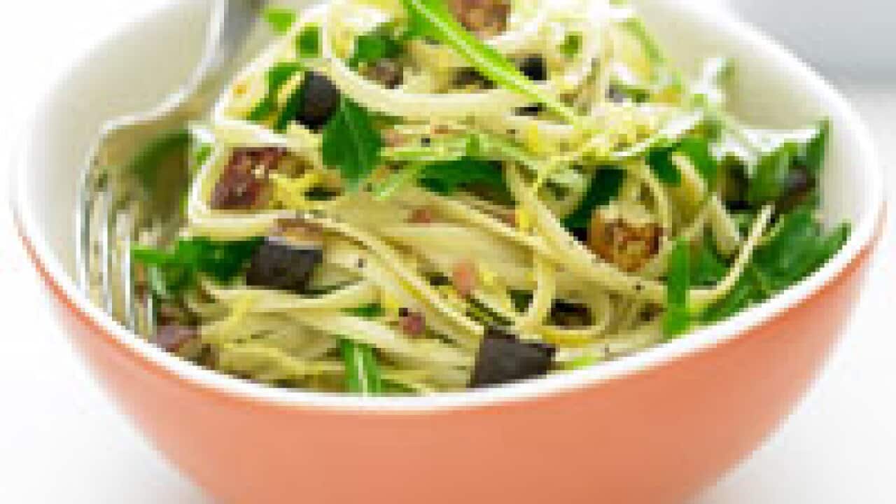 Eggplant and anchovy pasta