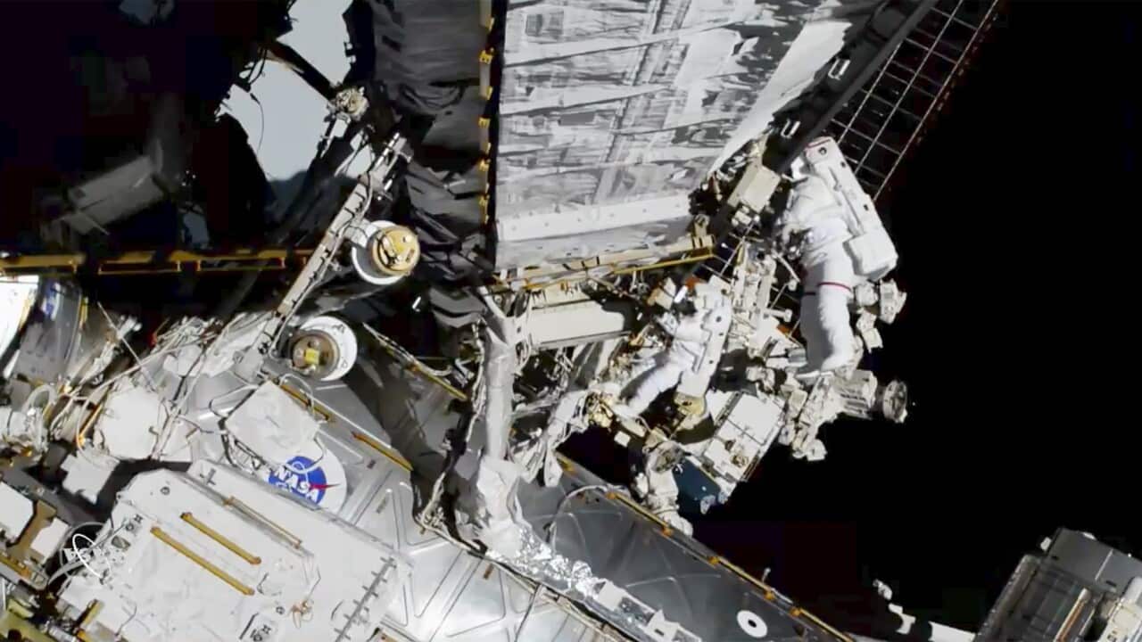 Christina Koch and Jessica Meir exit the ISS for the first all-female spacewalk