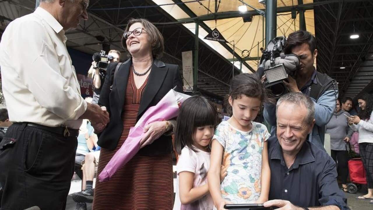 Ged Kearney and Bill Shorten at Preston Market.