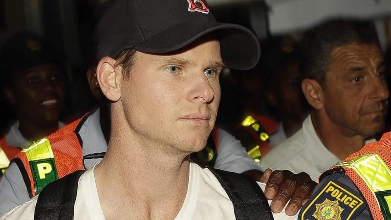 Australian cricket player Steve Smith at Johannesburg Airport.