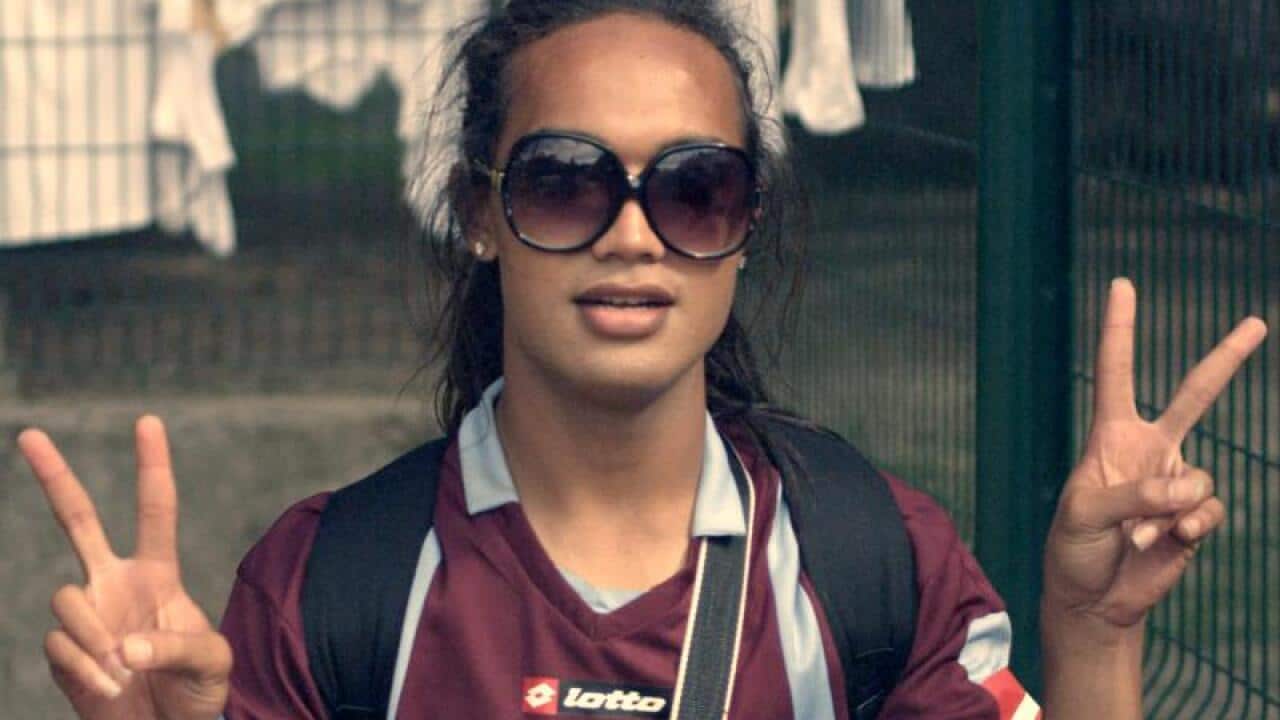 Jaiyah Saelua, the world's first transgender football player (Still from Next Goal Wins)