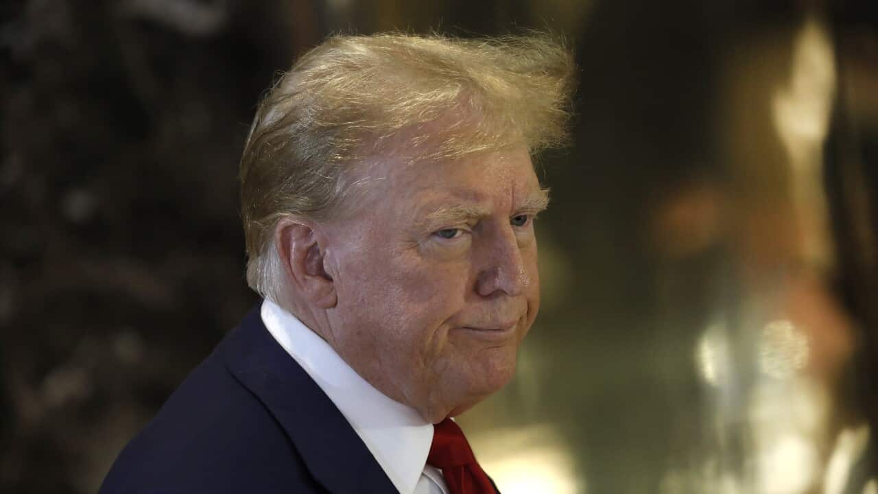 Former US President Donald Trump addresses media at Trump Tower following guilty verdict