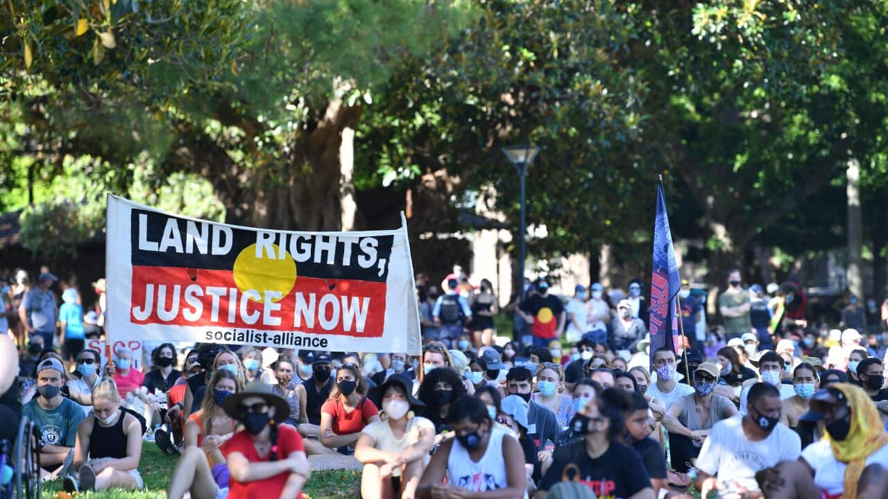 The Invasion Day rally in The Domain, Sydney.