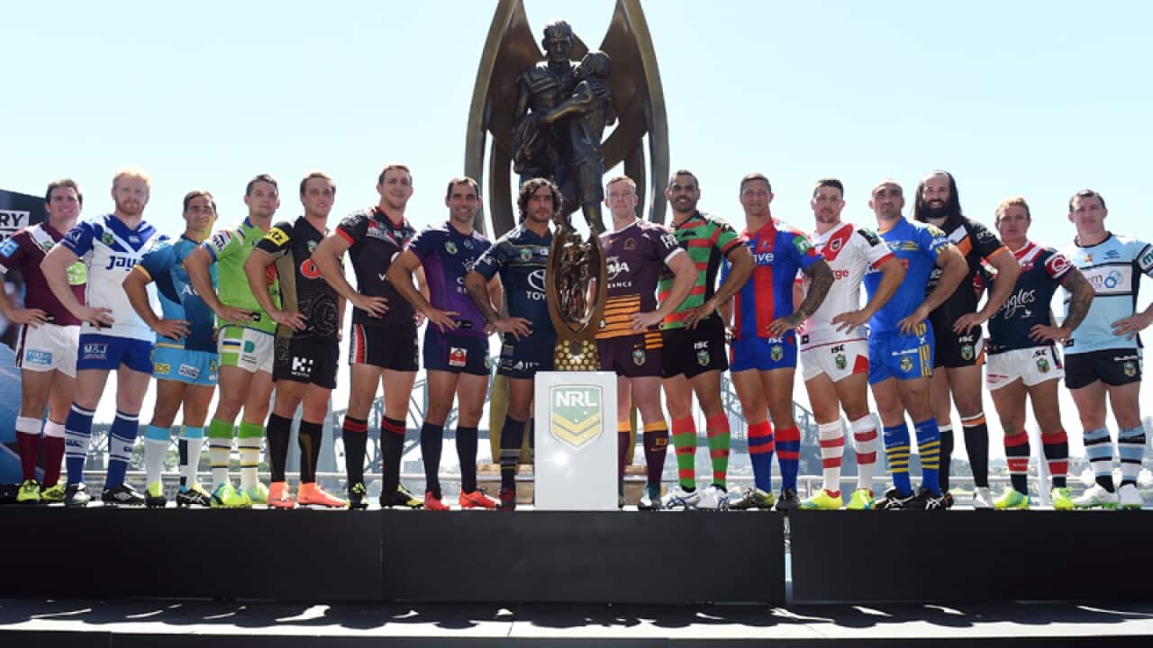 The NRL captains at the NRL season launch