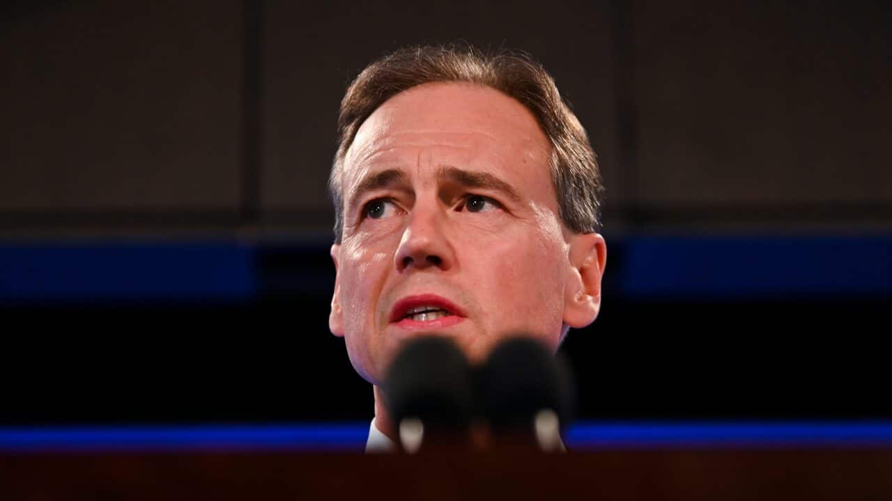 Australian Health Minister Greg Hunt addresses the National Press Club in Canberra, Wednesday, August 14, 2019. (AAP Image/Lukas Coch) NO ARCHIVING