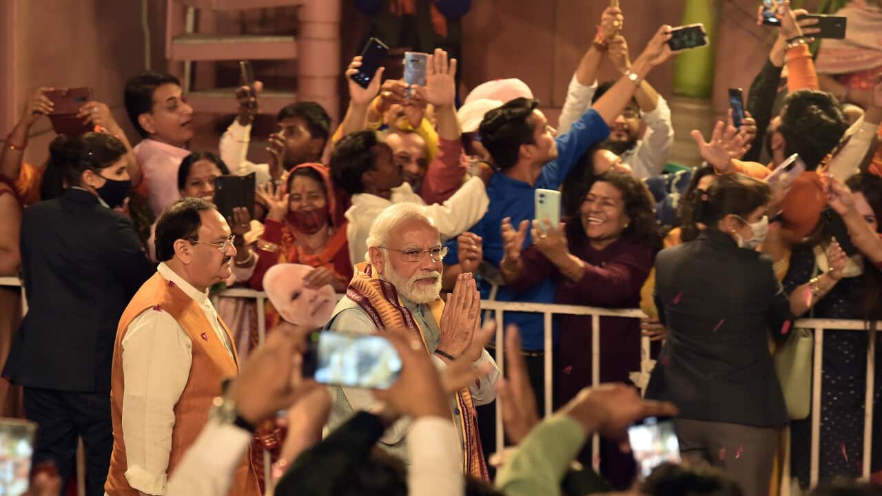Bharatiya Janta Party workers celebrated partys landslide victory in Uttar Pradesh and three other states including Goa, Manipur and Uttarakhand. Addressing the workers PM Modi It is a celebration of democracy and every worker of the party has made sure