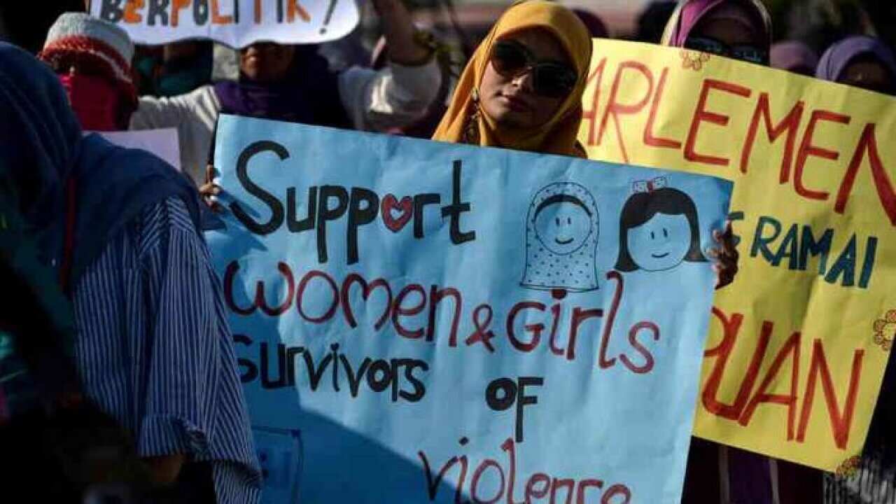 Activists in Banda Aceh on International Women's Day 2019.