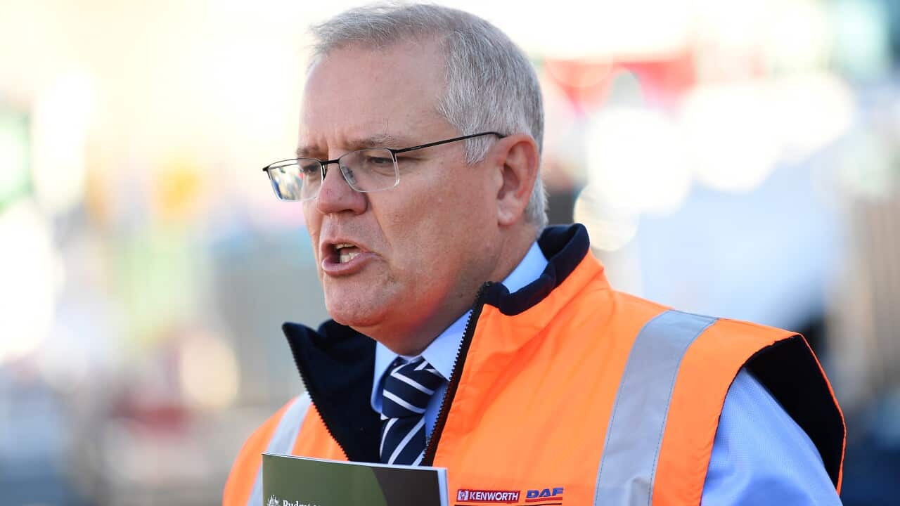 Australian Prime Minister Scott Morrison speaks to media.