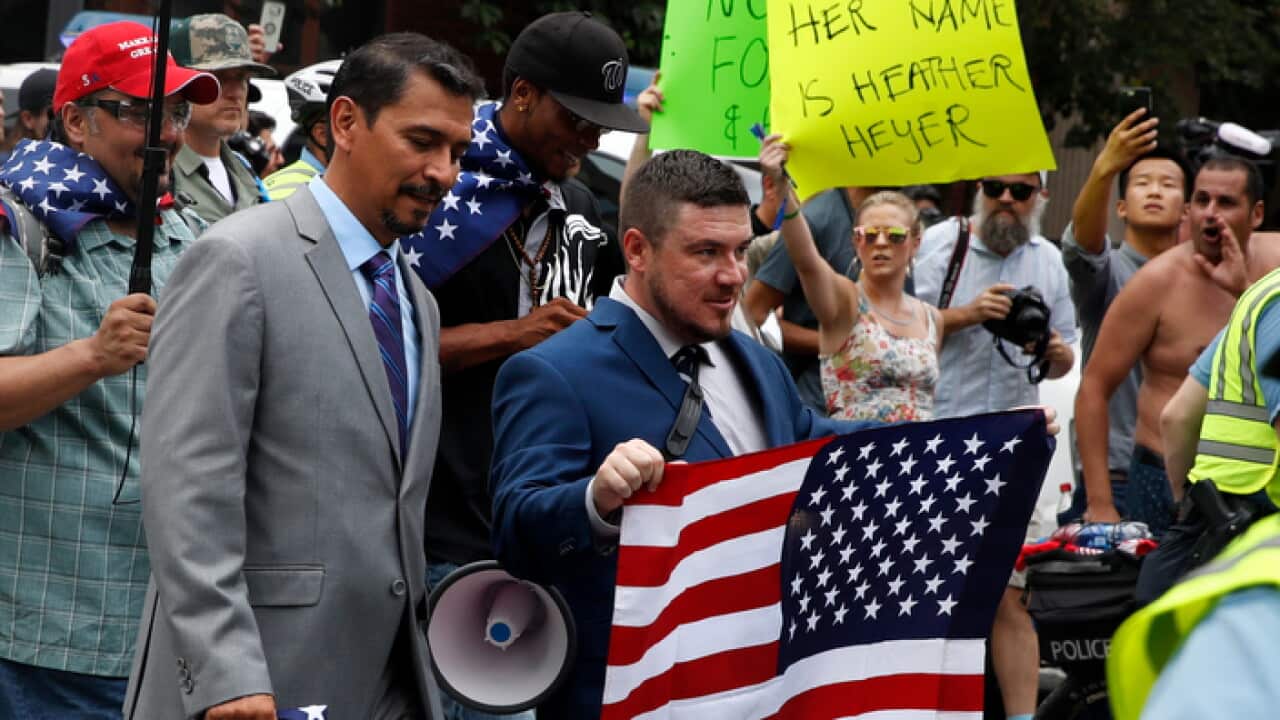 Jason Kessler arrives at the Washington rally Unite the Right