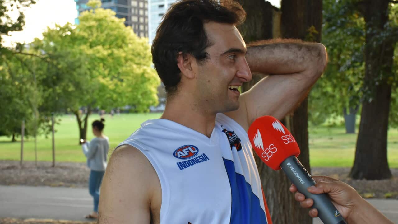 Richard Binney, playing for the Krakatoas AFL 7s team, Dec 2019