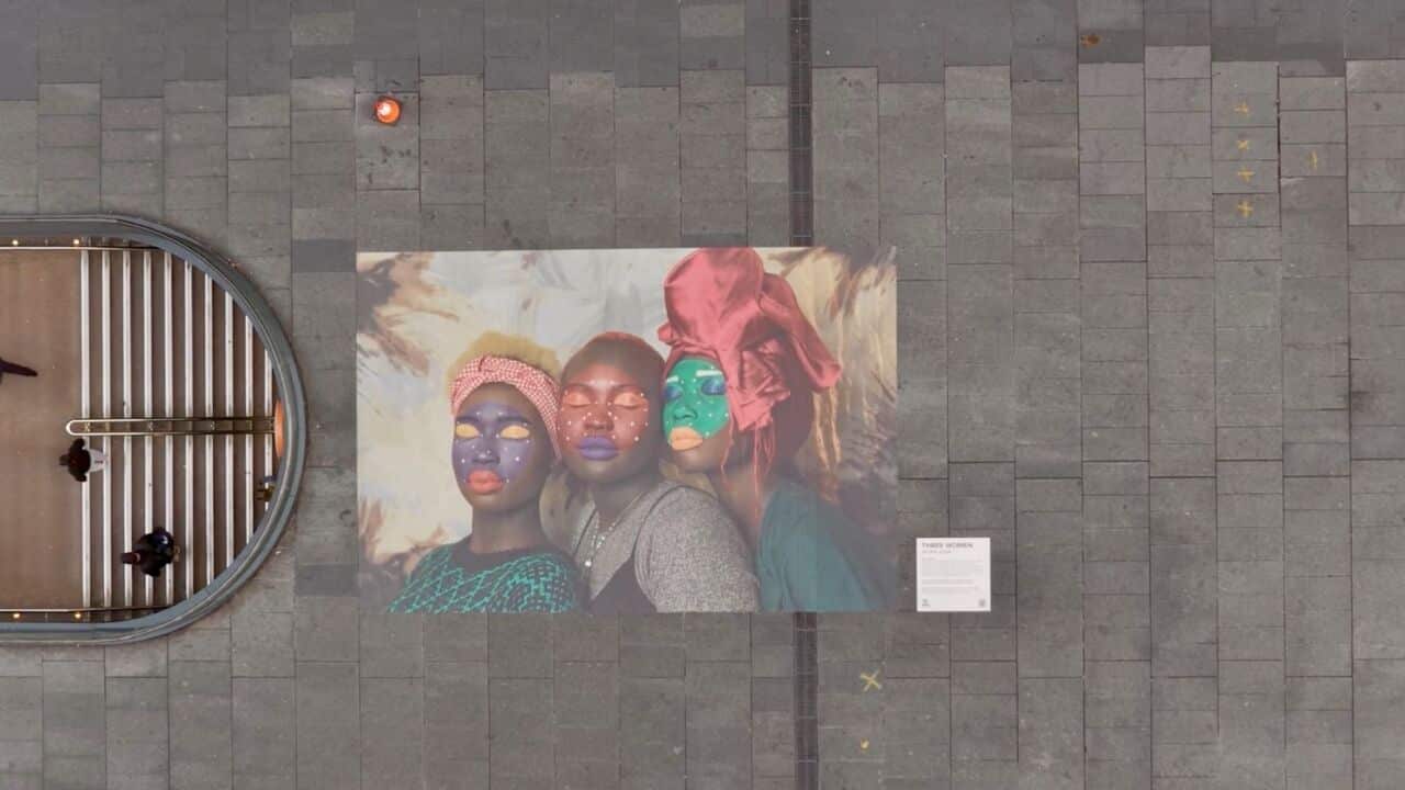 Three Women artwork in Martin Place by acclaimed South Sudanese artist Atong Atem (supplied).jpeg