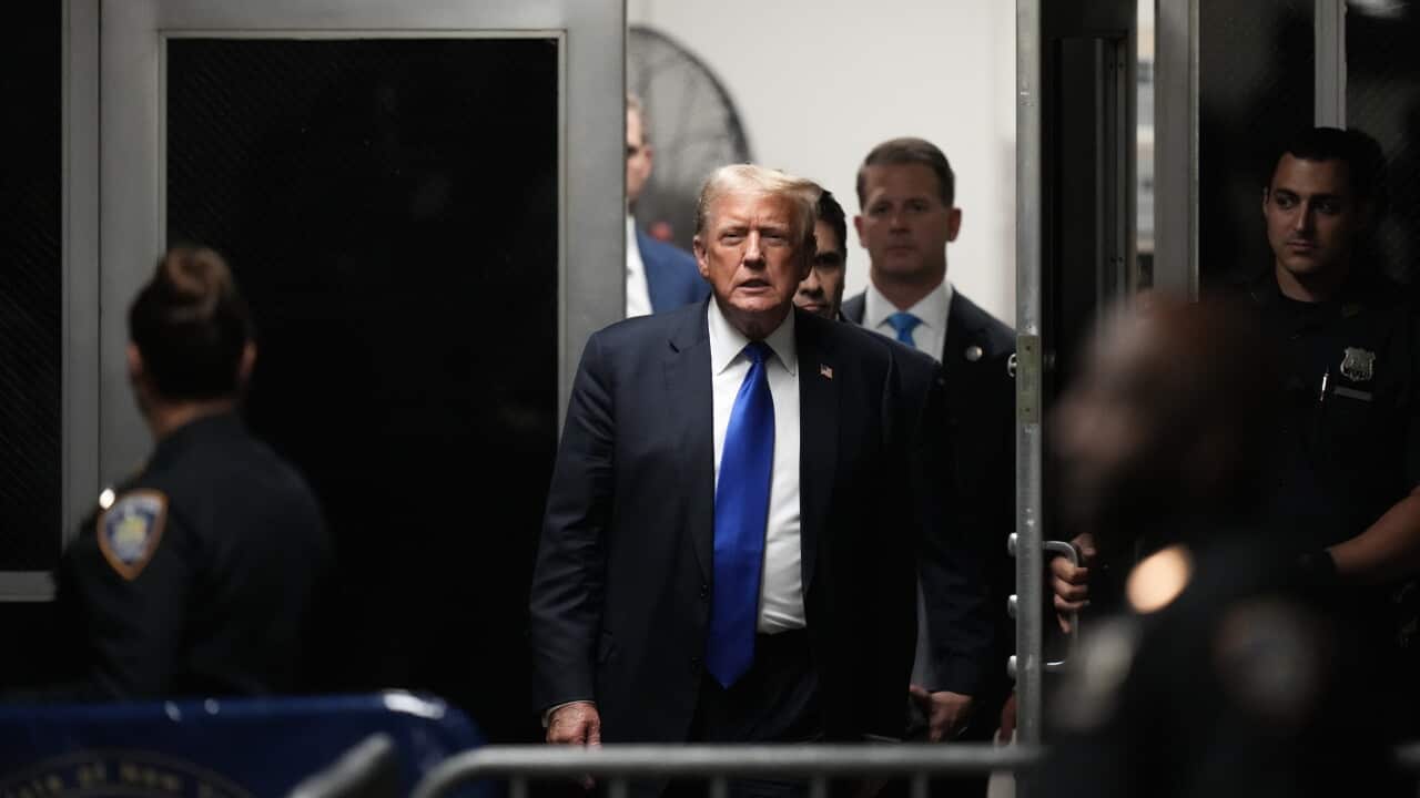 Former President Donald Trump returns to the courtroom at Manhattan Criminal Court.