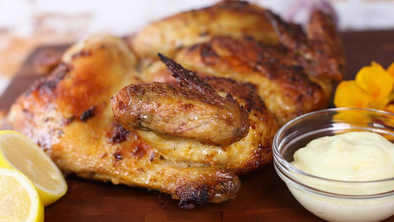 Roast chicken with aioli