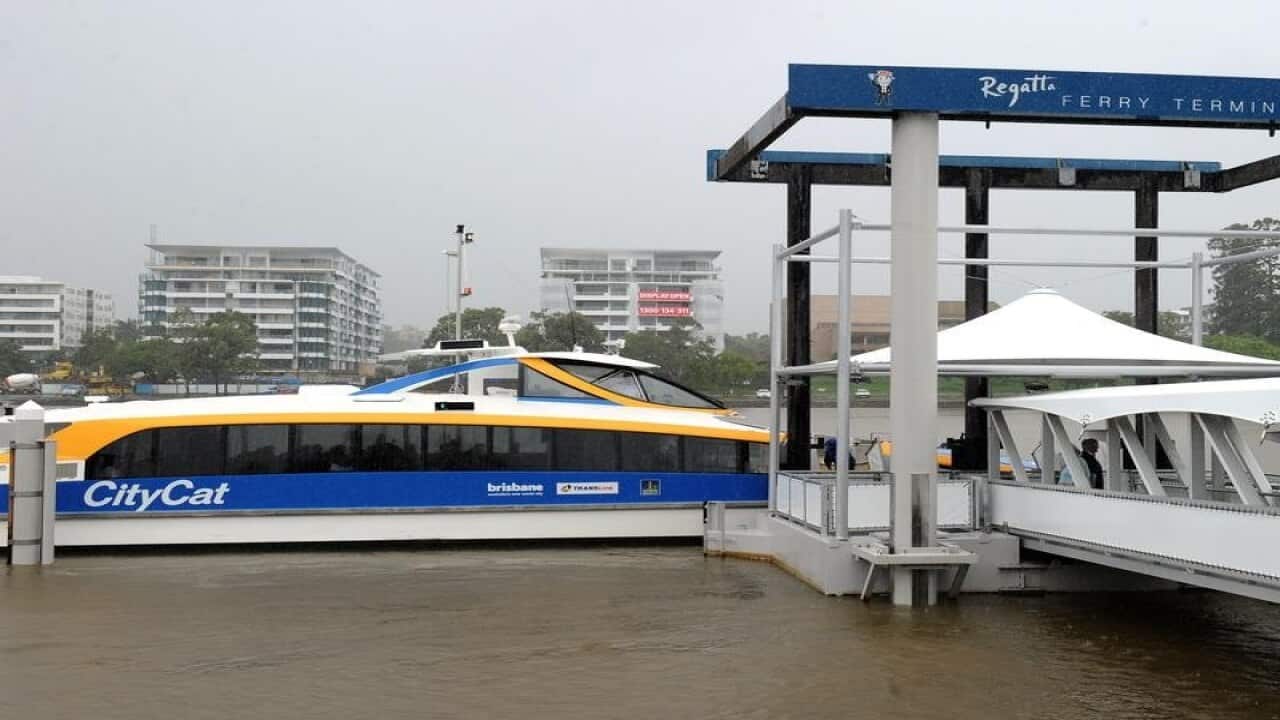 A Brisbane ferry at the Regatta Ferry terminal.