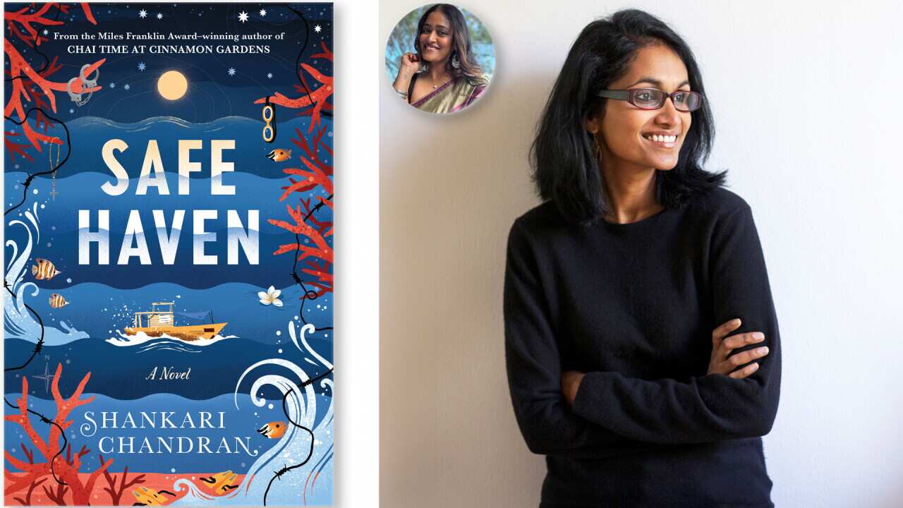 Author Shankari Chandran with her latest Book, "Safe Haven"; Inset: Mathuranthaki