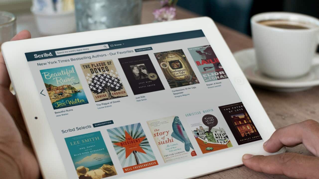 A person selects an ebook from an app
