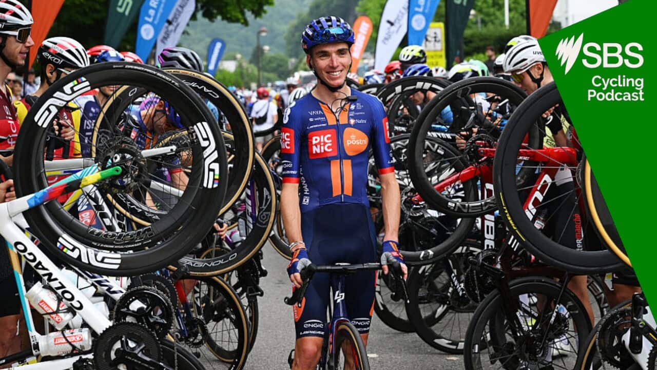 VAL-D'ARC, FRANCE - JUNE 15: Tribute to Romain Bardet of France and Team Picnic PostNL on the last day of his professional cycling career prior to the 77th Criterium du Dauphine 2025, Stage 8 a 133.3km stage from Val-d'Arc›Plateau du Mont-Cenis 2095m / #UCIWT / on June 15, 2025 in Val-d'Arc, France. (Photo by Dario Belingheri/Getty Images)
