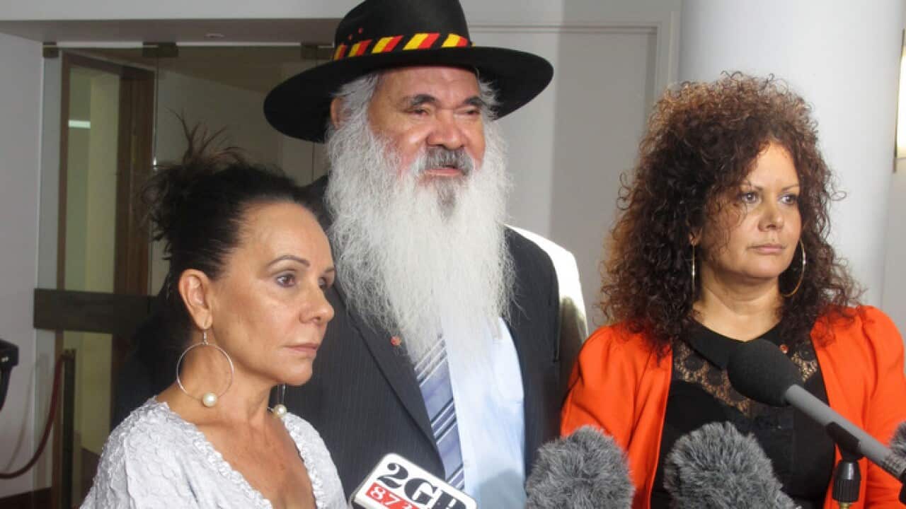 L-R Linda Burney, Pat Dodson and Malarndirri McCarthy.